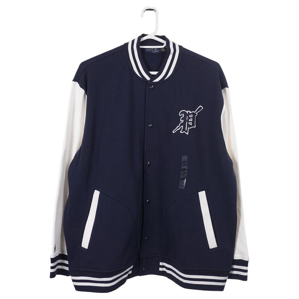 NWOT Polo Ralph Lauren Varsity Jacket 2XB Navy Blue Snap Letterman Baseball